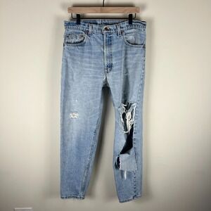 Vintage Levi's 550 Relaxed Fit Tapered Leg Light Wash Jeans 34x30 Fit 32x30